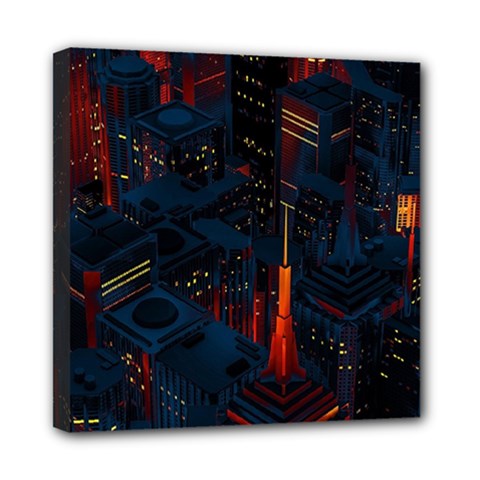 Architecture City Pixel Art Mini Canvas 8  x 8  (Stretched) from ArtsNow.com