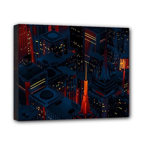 Architecture City Pixel Art Canvas 10  x 8  (Stretched) from ArtsNow.com