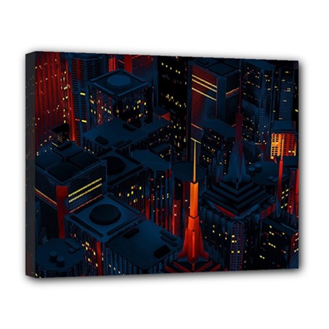 Architecture City Pixel Art Canvas 14  x 11  (Stretched) from ArtsNow.com