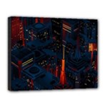Architecture City Pixel Art Canvas 14  x 11  (Stretched)