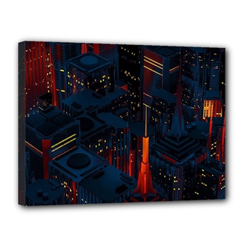 Architecture City Pixel Art Canvas 16  x 12  (Stretched) from ArtsNow.com