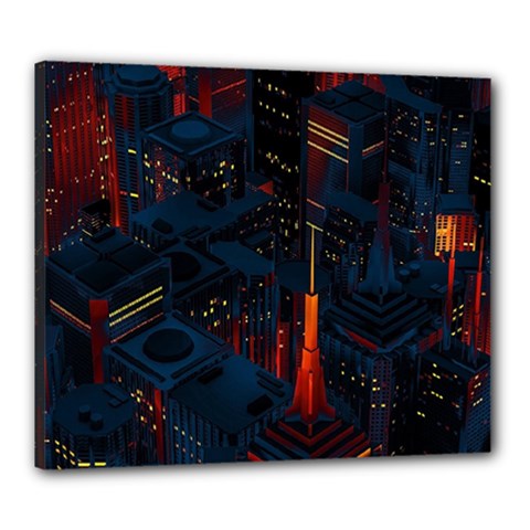 Architecture City Pixel Art Canvas 24  x 20  (Stretched) from ArtsNow.com