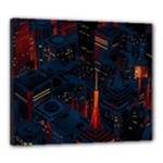 Architecture City Pixel Art Canvas 24  x 20  (Stretched)