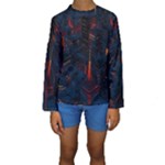 Architecture City Pixel Art Kids  Long Sleeve Swimwear