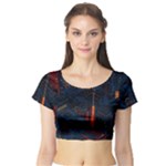 Architecture City Pixel Art Short Sleeve Crop Top