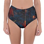 Architecture City Pixel Art Reversible High-Waist Bikini Bottoms