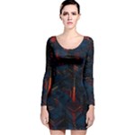 Architecture City Pixel Art Long Sleeve Velvet Bodycon Dress
