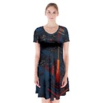 Architecture City Pixel Art Short Sleeve V-neck Flare Dress