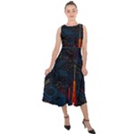 Architecture City Pixel Art Midi Tie-Back Chiffon Dress