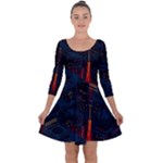 Architecture City Pixel Art Quarter Sleeve Skater Dress