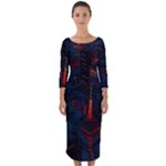 Architecture City Pixel Art Quarter Sleeve Midi Bodycon Dress