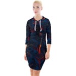 Architecture City Pixel Art Quarter Sleeve Hood Bodycon Dress
