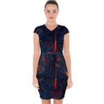 Architecture City Pixel Art Capsleeve Drawstring Dress 