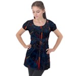 Architecture City Pixel Art Puff Sleeve Tunic Top