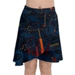 Architecture City Pixel Art Chiffon Wrap Front Skirt