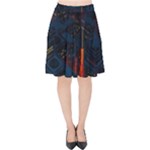 Architecture City Pixel Art Velvet High Waist Skirt