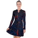Architecture City Pixel Art Long Sleeve Panel Dress
