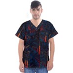 Architecture City Pixel Art Men s V-Neck Scrub Top