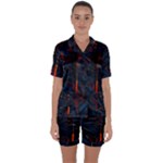 Architecture City Pixel Art Satin Short Sleeve Pajamas Set