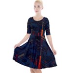 Architecture City Pixel Art Quarter Sleeve A-Line Dress