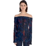 Architecture City Pixel Art Off Shoulder Long Sleeve Top