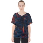 Architecture City Pixel Art V-Neck Dolman Drape Top