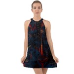 Architecture City Pixel Art Halter Tie Back Chiffon Dress
