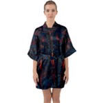 Architecture City Pixel Art Half Sleeve Satin Kimono 