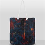 Architecture City Pixel Art Full Print Rope Handle Tote (Large)