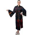 Architecture City Pixel Art Maxi Velvet Kimono