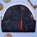 Architecture City Pixel Art Horseshoe Style Canvas Pouch