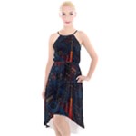 Architecture City Pixel Art High-Low Halter Chiffon Dress 