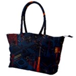 Architecture City Pixel Art Canvas Shoulder Bag