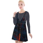 Architecture City Pixel Art Plunge Pinafore Velour Dress