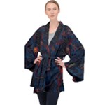 Architecture City Pixel Art Long Sleeve Velvet Kimono 