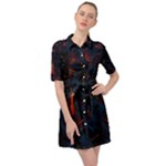Architecture City Pixel Art Belted Shirt Dress