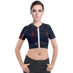 Architecture City Pixel Art Short Sleeve Cropped Jacket