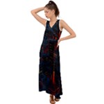 Architecture City Pixel Art V-Neck Chiffon Maxi Dress