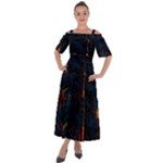 Architecture City Pixel Art Shoulder Straps Boho Maxi Dress 