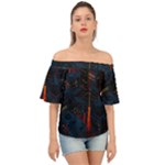 Architecture City Pixel Art Off Shoulder Short Sleeve Top
