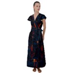 Architecture City Pixel Art Flutter Sleeve Maxi Dress