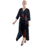 Architecture City Pixel Art Quarter Sleeve Wrap Front Maxi Dress