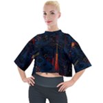 Architecture City Pixel Art Mock Neck T-Shirt