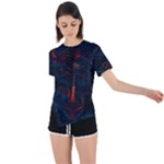Architecture City Pixel Art Asymmetrical Short Sleeve Sports T-Shirt
