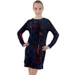 Architecture City Pixel Art Long Sleeve Hoodie Dress