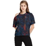 Architecture City Pixel Art One Shoulder Cut Out T-Shirt