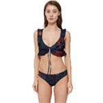 Architecture City Pixel Art Low Cut Ruffle Edge Bikini Set
