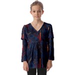 Architecture City Pixel Art Kids  V Neck Casual Top