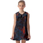 Architecture City Pixel Art Kids  Pilgrim Collar Ruffle Hem Dress