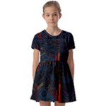 Architecture City Pixel Art Kids  Short Sleeve Pinafore Style Dress